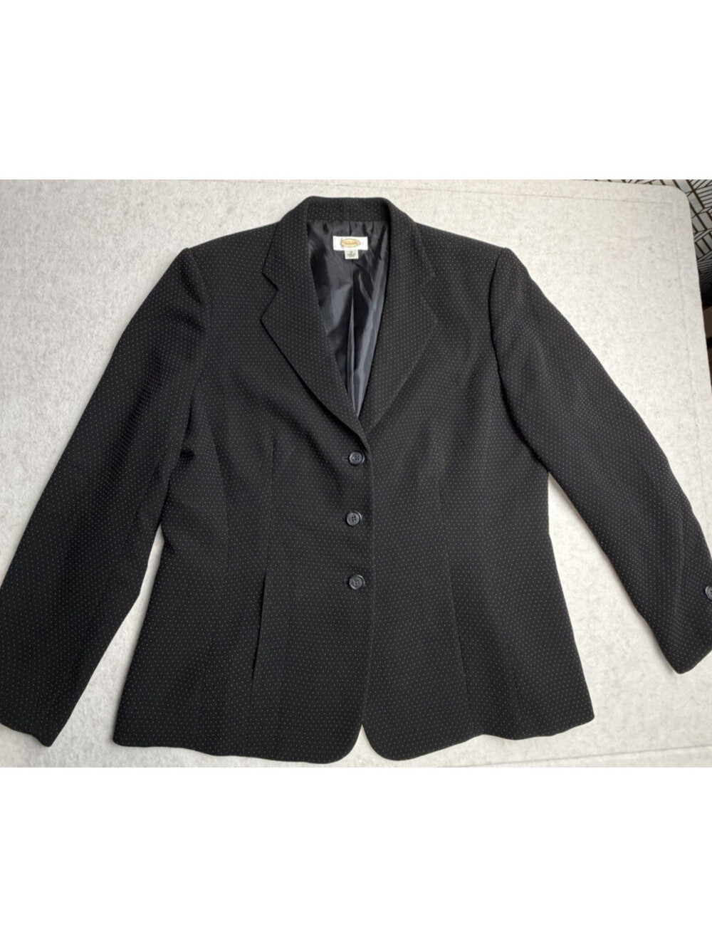 Talbots 3 Button Blazer Women's 18 Micro Dot Black White Office Career Classic